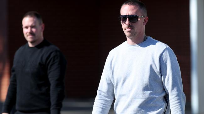 ADELAIDE, AUSTRALIA - NewsWire Photos 9,May, 2024: Jordan Mackie, 32 and Dylan Mackie, 29 part of the Four Descendants bikies arrested for consorting in public at Christie Beach magistrate court.  Picture: NCA NewsWire