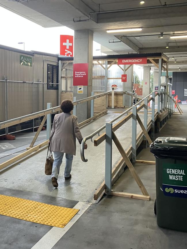 The ramp to the entrance of the RAH ED temporary waiting room.