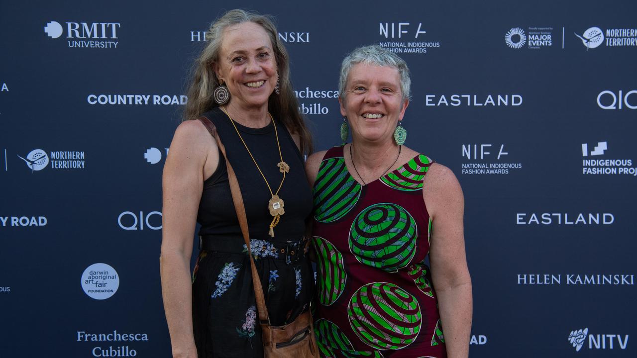 Julie Brimblecombe and Lou Gordon at the 2024 National Indigenous Fashion Awards (NIFA). Picture: Pema Tamang Pakhrin