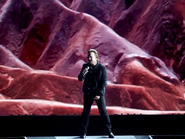 Bono of U2 performs at Mt Smart Stadium in Auckland. Picture: Getty