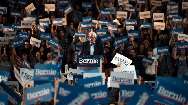 Senator Sanders at a rally of supporters this week. Picture: AFP