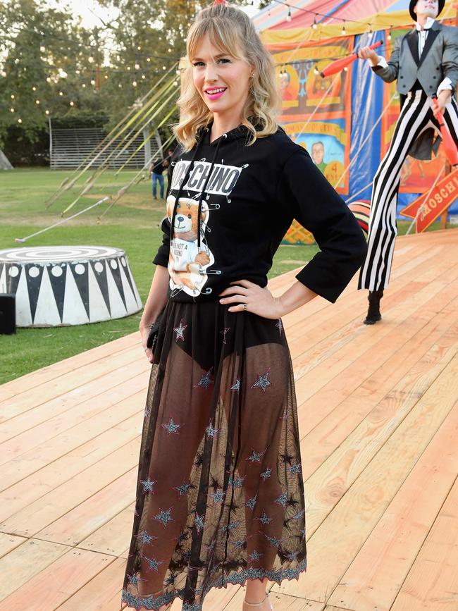 January Jones at the Moschino show in LA in June. Sheer skirts are fine for supermodels, but not so great if you don’t want everyone to see your undies. Picture: Matt Winkelmeyer/Getty Images