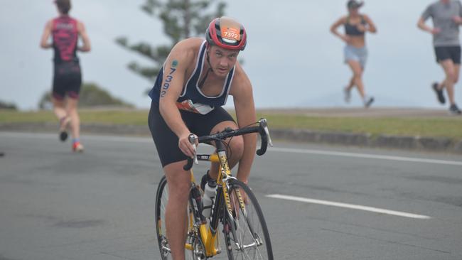 Raymond Serafin in the sprint event at the 2023 Mooloolaba Triathlon.