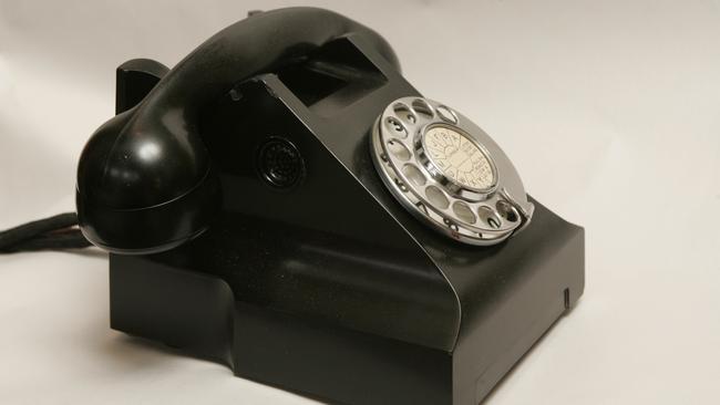 A 1940s Bakelite desk phone.