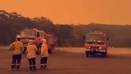 Fire crews at the scene of the Green Wattle Creek fire.