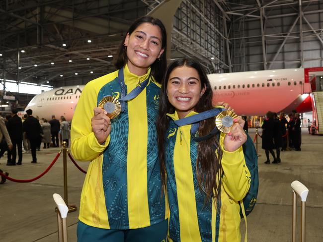 The Daily telegraph. 14.8.2024 Saya Sakakibara Australian cyclist and Arisa Trew has won Olympic gold for Australia at the age of 14 with victory in the women's skateboard park final. OLYMPICS: Australian Team Arrival - Sydney Picture: Rohan Kelly