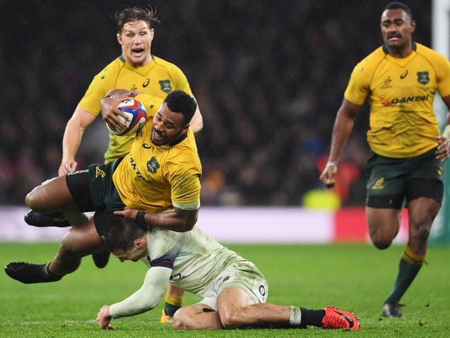 Samu Kerevi can’t get through the England defence.