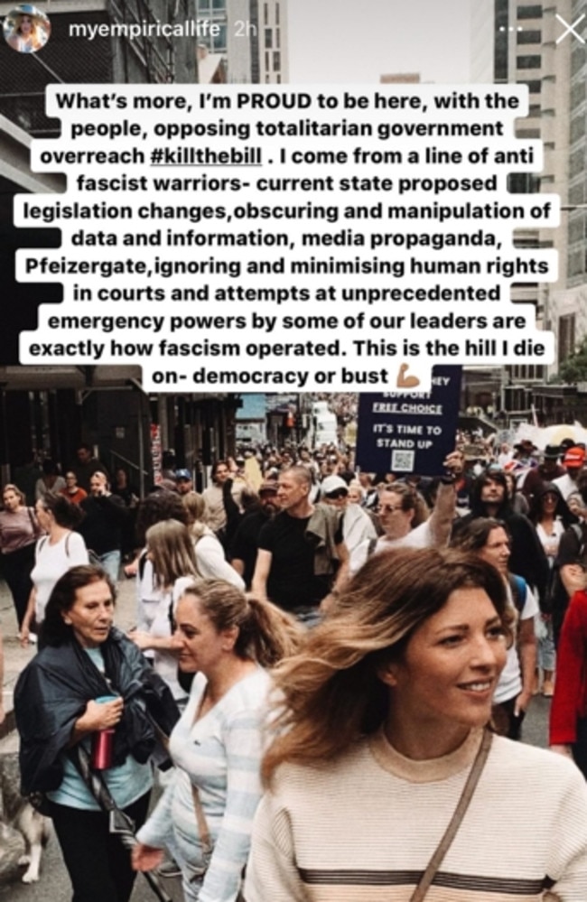 Influencer Tanja Gacic attended a ‘freedom’ protest at the weekend.