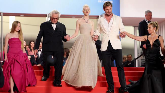 Alyla Browne, George Miller, Anya Taylor-Joy, Chris Hemsworth and Elsa Pataky depart the "Furiosa: A Mad Max Saga" (Furiosa: Une Saga Mad Max) Red Carpet at the 77th annual Cannes Film Festival at Palais des Festivals on May 15, 2024 in Cannes, France. Picture: Getty Images