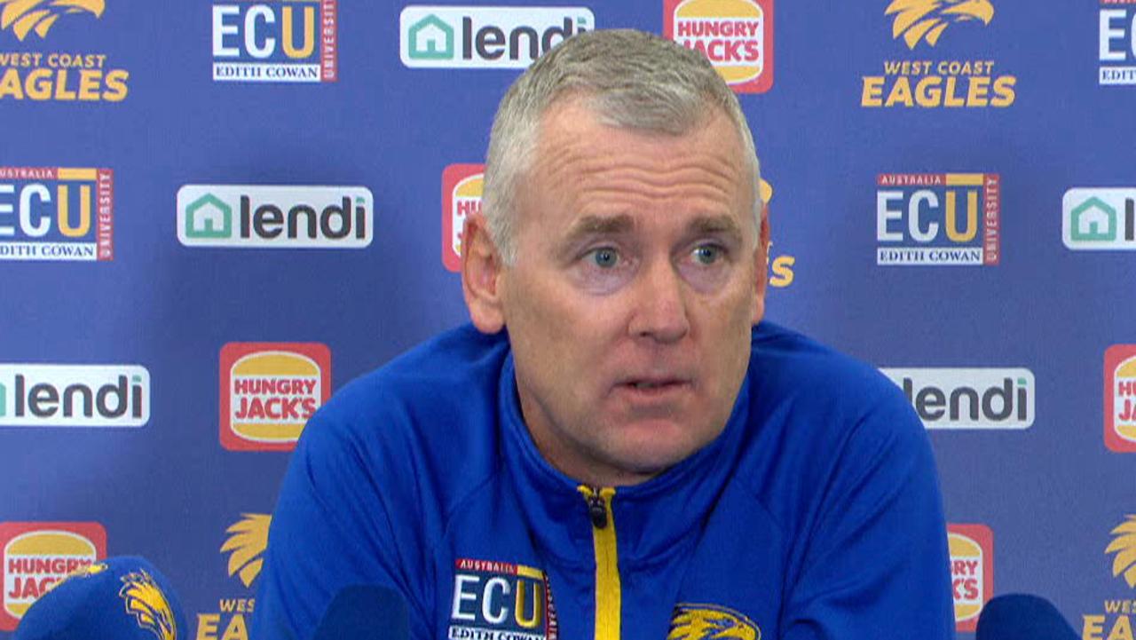 Adam Simpson’s blunt presser after Eagles’ historic loss