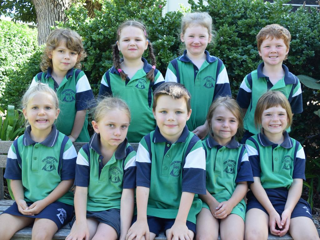 My First Year 2023: Nobby State School Prep students (front, from left) Isobel, Katie, Kaiden, Bella and Lucy and (back, from left) Paul, Abbey, Lucy and Douglas. Absent is Eli.