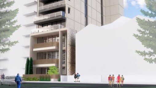 An artist’s impression of the proposed apartment block, which would rise 11 storeys but have a narrow street frontage.