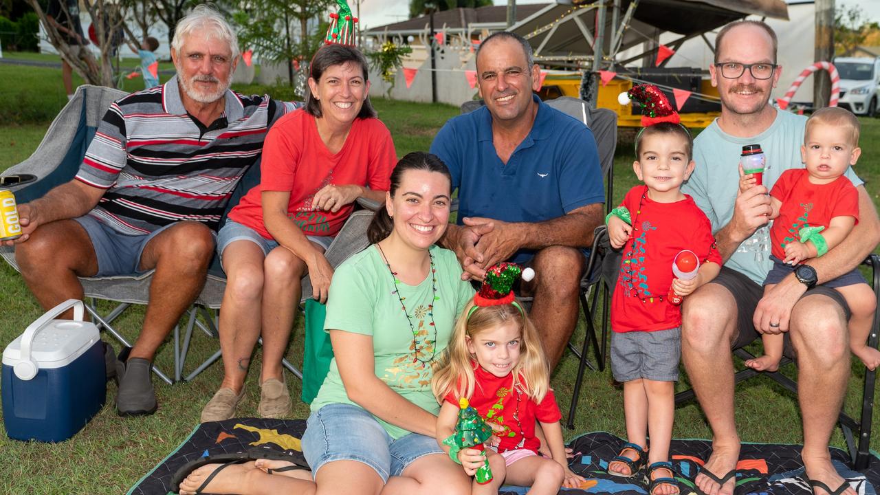 Peter Refalo, Neiola Vella, Stephen Vella, Banjo Barton, Josh Barton, Ernie Barton, Jacinta Barton and Libby Barton at Habana Carols Under the Stars 2023. Saturday 23 December 2023 Picture:Michaela Harlow