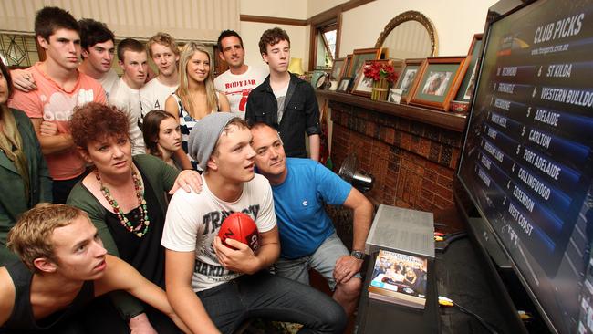 Max Gawn watches the 2009 national draft on television at his parents' home. 