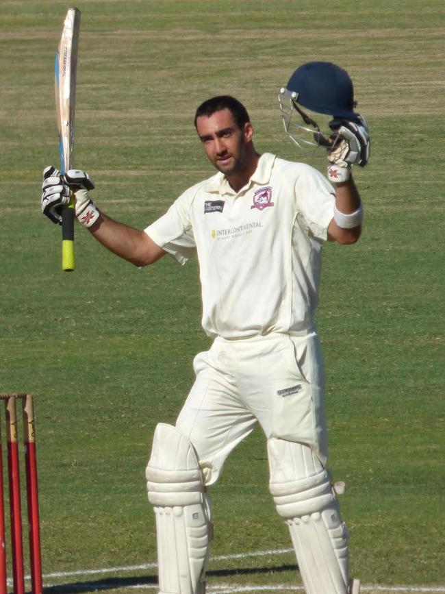 Wenty — Easts cricketer Adam Ezekiel after his century against Northern Districts. Picture: Barry Clarence