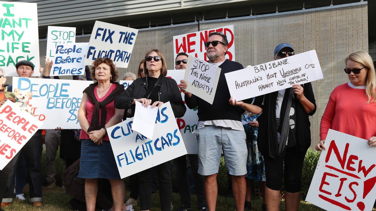 Protesters rallying outside Brisbane Airport Corporation. Picture: Tara Croser