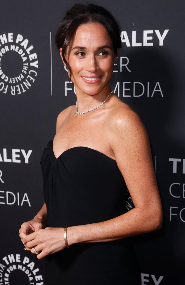 Meghan Markle arrives for The Paley Center for Media gala honouring actor and director Tyler Perry, at the Beverly Wilshire Hotel in Beverly Hills. Picture: AFP