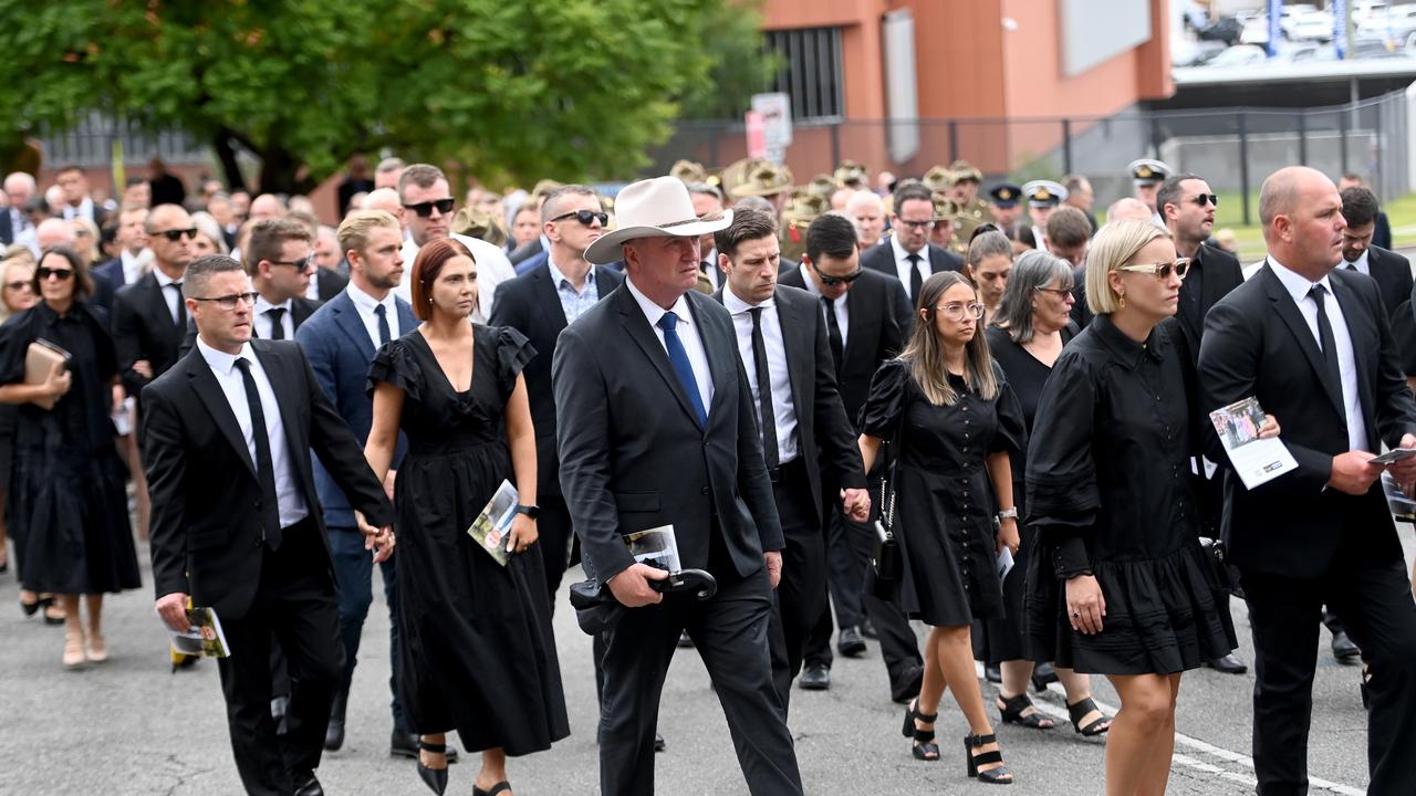 Barnaby Joyce joining the procession of Jack’s casket. Picture: NCA NewsWire / Jeremy Piper