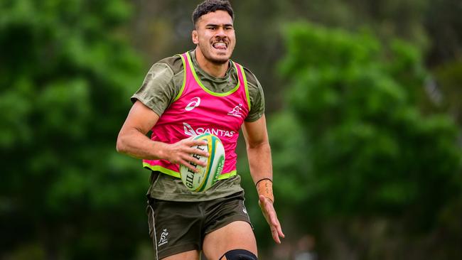 Trevor Hosea trains with the Wallabies at Baddeley Park, Cessnock. Picture: Stuart Walmsley/Rugby Australia