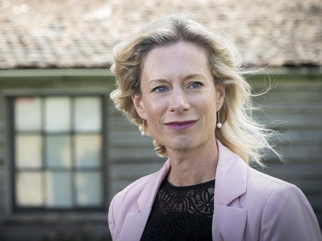 Rebecca White announces her resignation as Tasmanian Labor leader at Richmond. Picture: Chris Kidd