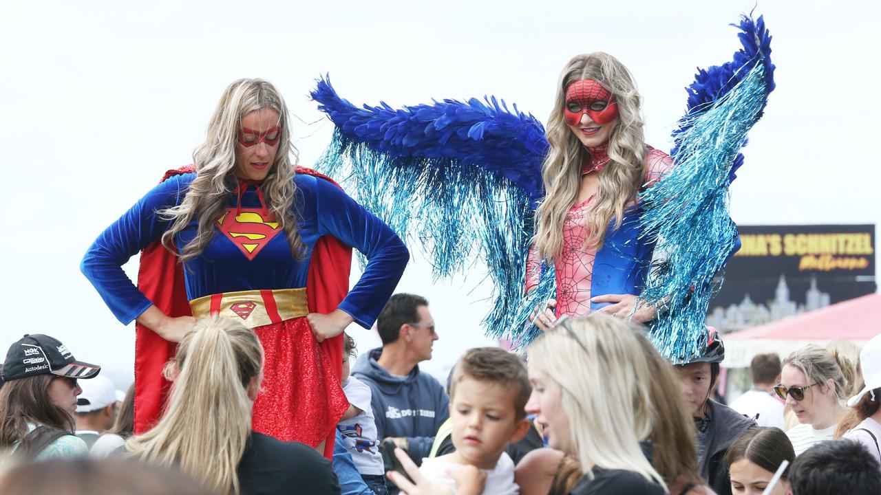 Stilt walkers at last year’s Australia Day family fun day at Rippleside Park. Picture: Mark Wilson.