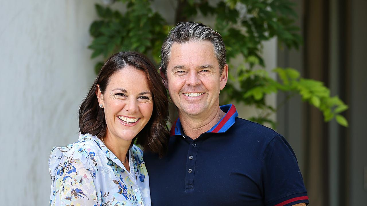 Tennis Australia Ambassador Todd Woodbridge at home in Melbourne with his wife Natasha. Picture: Ian Currie