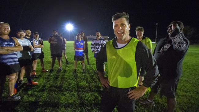 AFL legend Shane Crawford has taken on struggling country football team the Ardmona Cats. Picture: David Caird