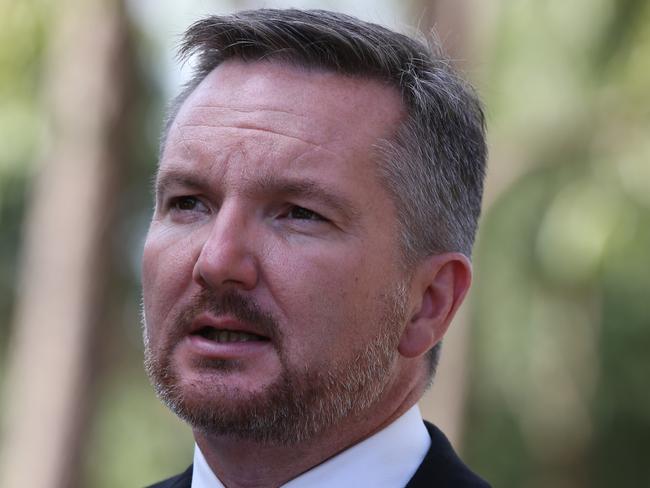 21/04/2016: Shadow Treasurer Chris Bowen speaking at a Labour press conference today at Mt Riverview. Labour announced measures to reduce aircraft noise over Badgerys Creek Airport. Jane Dempster/The Australian.