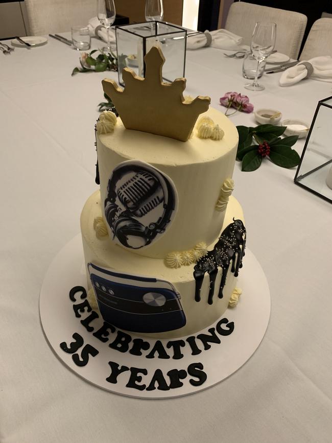 Alan Jones’ farewell cake from a party on Anthony Bell’s boat on June 19. Picture: Supplied Jake Thrupp