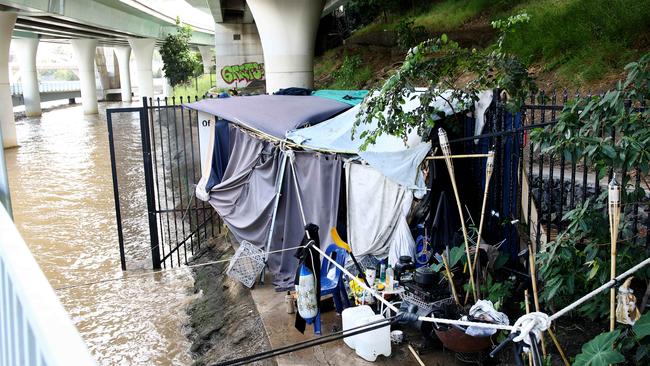 Homeless tent and rough living is occurring along the Bicentennial Bikeway from Victoria Bridge though to William Jolly Bridge. Brisbane Wednesday 13th March 2024 Picture David Clark