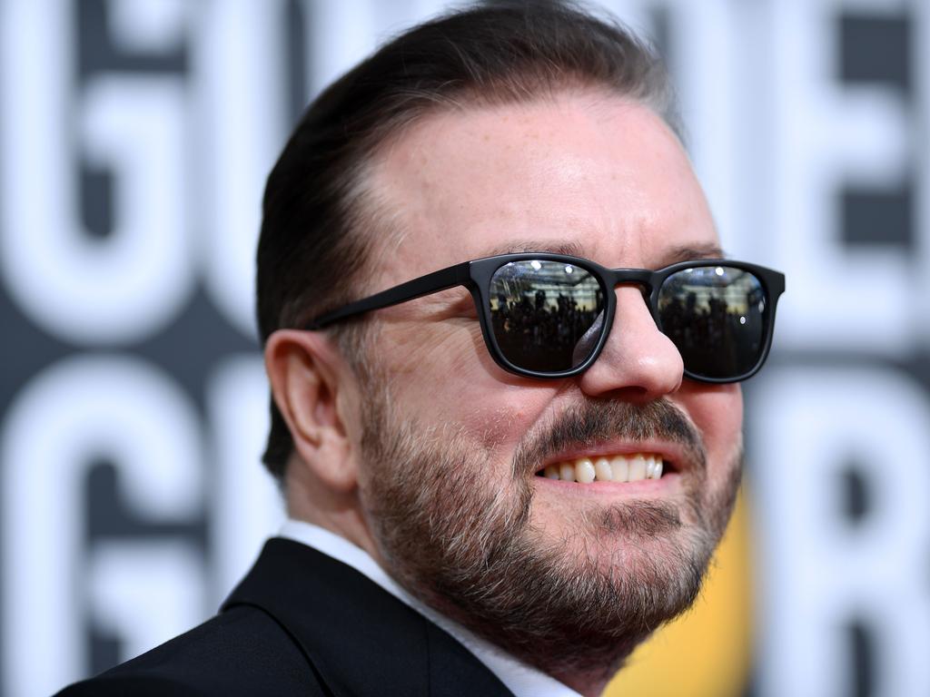 British comedian Ricky Gervais has waded into the Will Smith saga. Picture: Valerie Macon/AFP