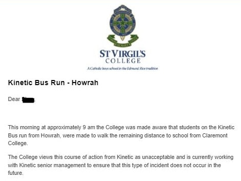 St Virgils Catholic College email from principal.