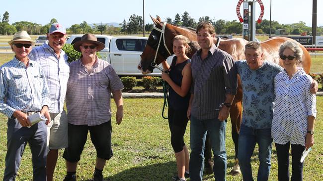 Polar Blast and owners after winning the 2019 Canadian Club Johnstone River Open Handicap 1200m at the Innisfail Annuals. PICTURE: Joshua Davies.