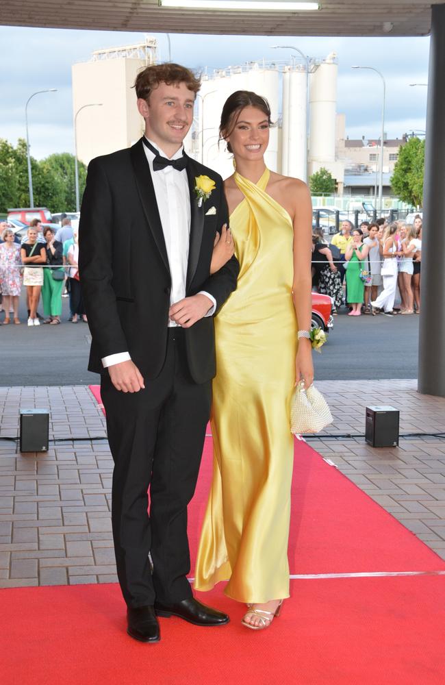 Toowoomba school formals. At the 2023 St Ursula's College formal is graduate Lydia Jocumsen with her partner. Picture: Rhylea Millar