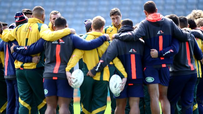 Wallabies players at training at Auckland’s Eden Park on Friday. Picture: Getty Images