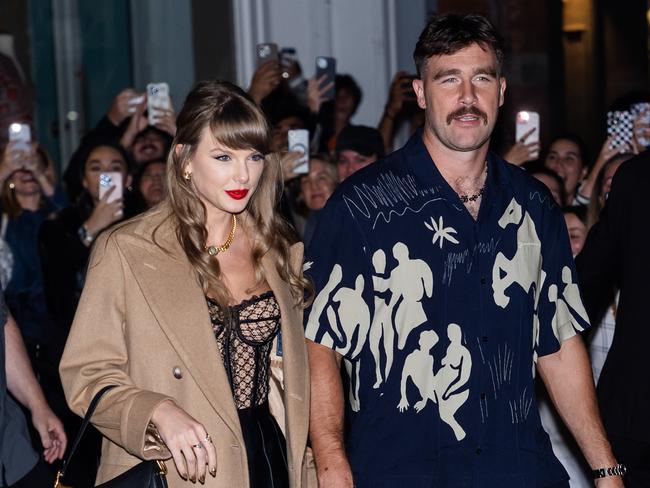 Taylor Swift is a regular attendee at Travis Kelce’s football games and the football star was in the audience for many of the pop superstar’s Eras shows. Picture: Getty Images