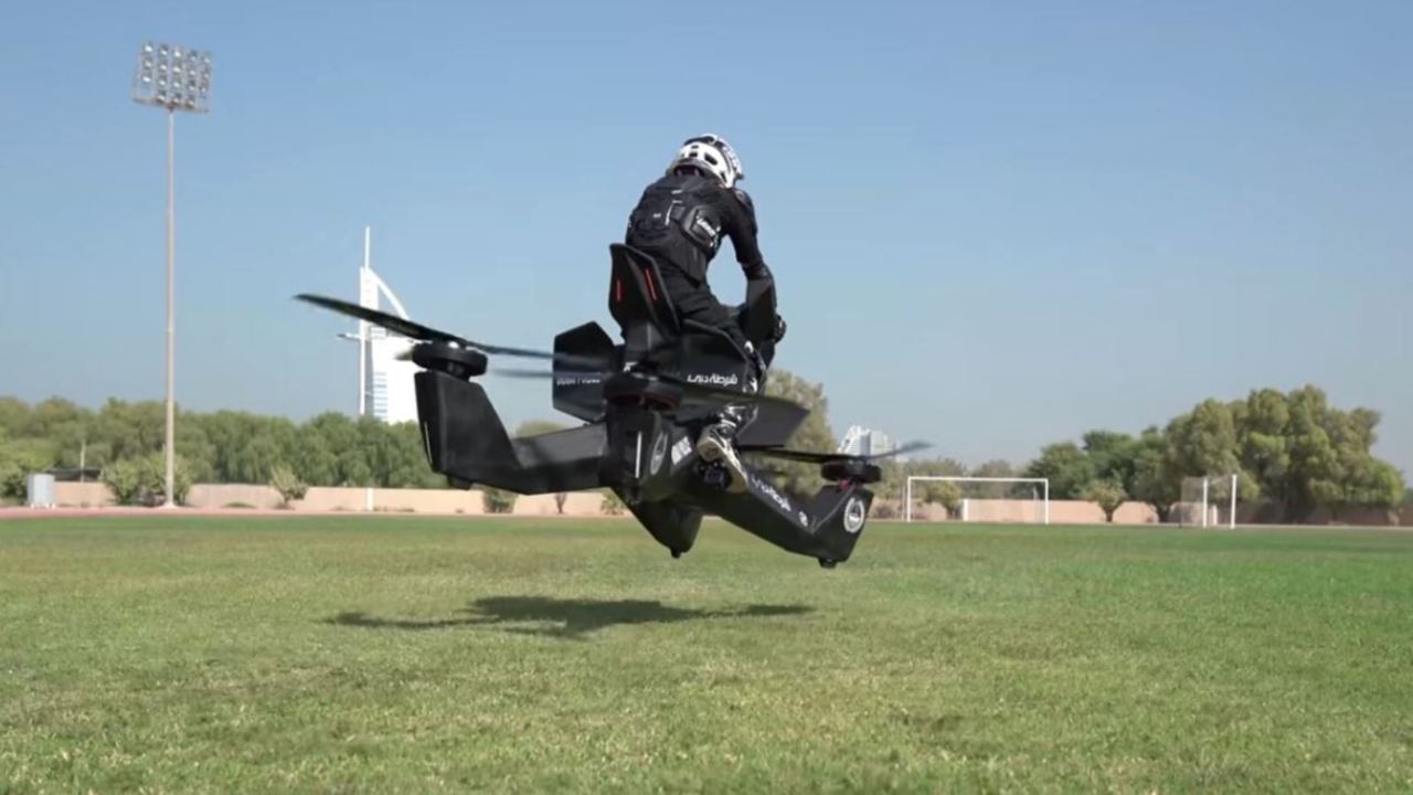 Dubai police deals flying motorbike