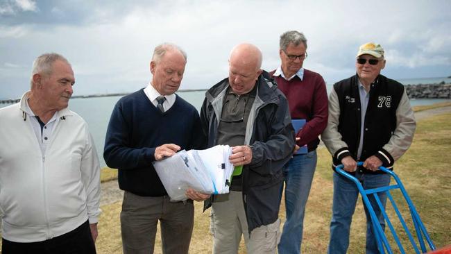 SAFETY FIRST: Coffs Harbour Regional Boat Ramp Precinct Enhancement Committee presented a petition to make the boat ramp Safer to Andrew Fraser. Picture: Trevor Veale