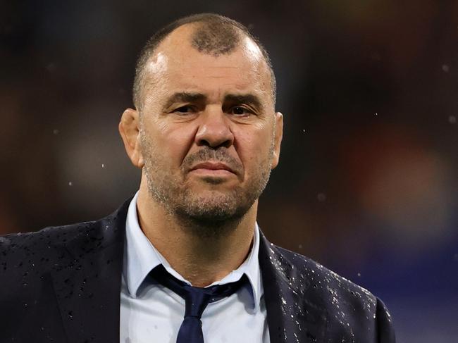 PARIS, FRANCE - OCTOBER 20: Michael Cheika, Head Coach of Argentina, looks on prior to the Rugby World Cup France 2023 semi-final match between Argentina and New Zealand at Stade de France on October 20, 2023 in Paris, France. (Photo by David Rogers/Getty Images)