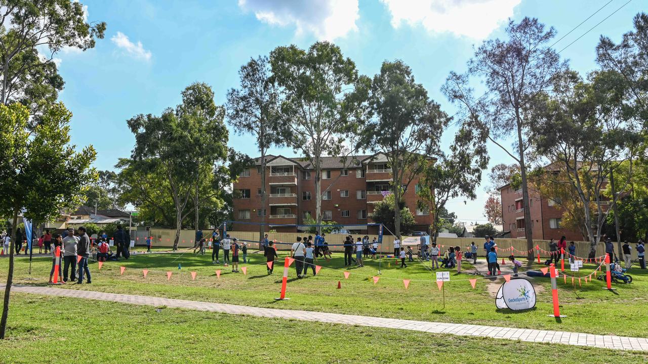 Families flock to Civic Park at Pendle Hill. Picture: Monique Harmer