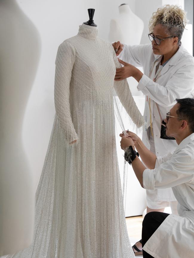 The Dior dress worn by Celion Dion took more than a thousand hours to create. Picture: Supplied