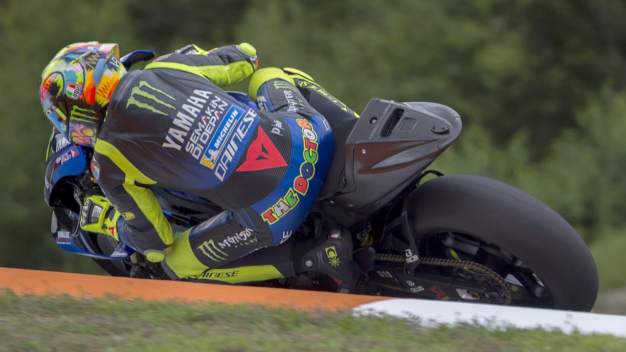 Valentino Rossi testing the 2020 Yamaha prototype in Brno.