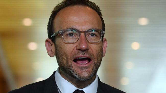 Greens leader Adam Bandt at a press conference at Parliament House in Canberra, Monday, February 14, 2022. (AAP Image/Mick Tsikas) NO ARCHIVING