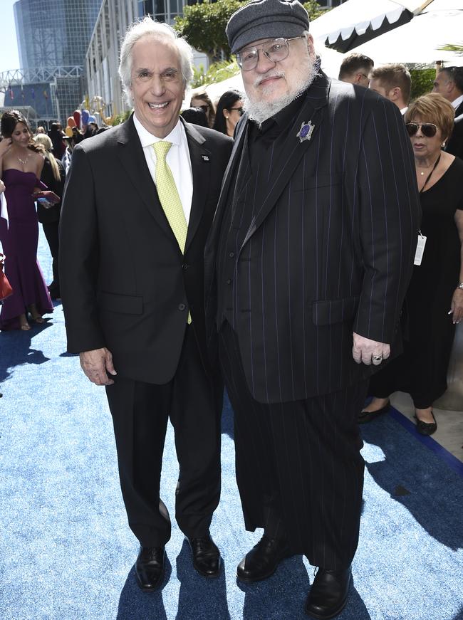 Henry Winkler, left, and George R. R. Martin. Picture: AP