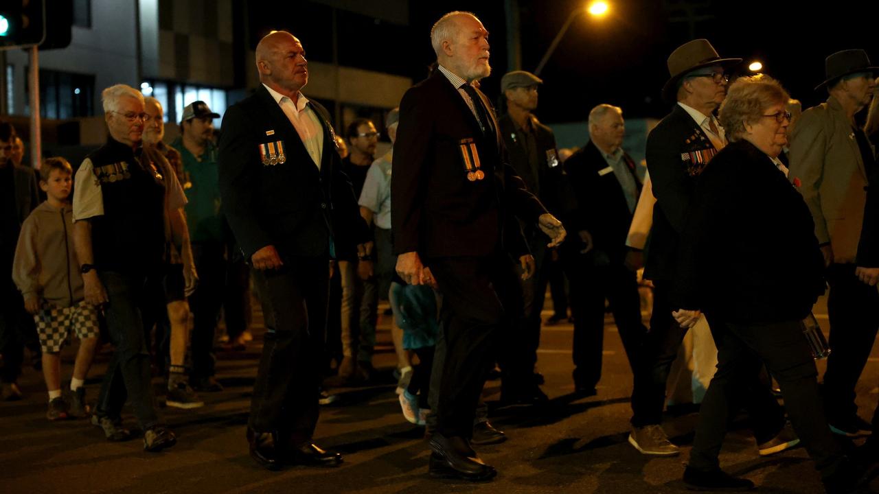 Hundreds of people joined veterans old and young at the Mackay Dawn Service march, Mackay Anzac Day 2025. Pictures: Mackay Regional Council.