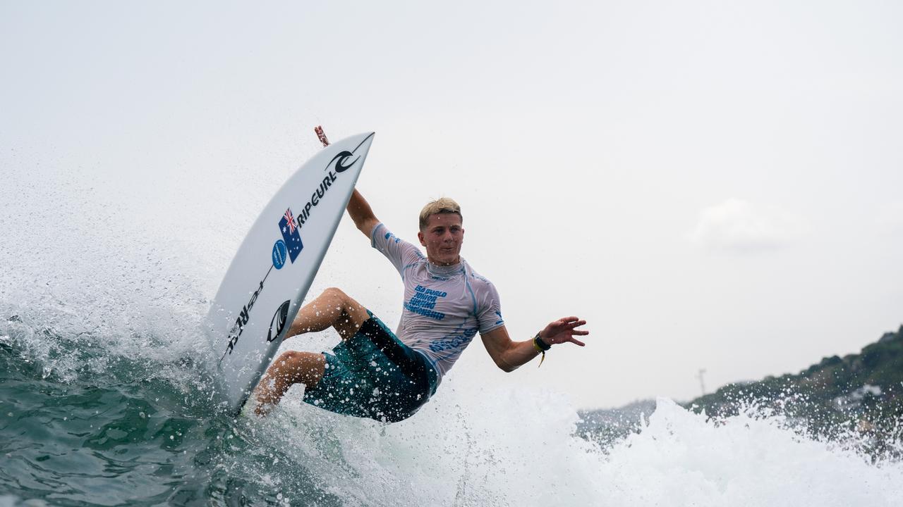 Australian surfer Dane Henry during the under-18 boys grand final at the 2024 ISA World Junior Surfing Championships at Surf City, El Salvador. Picture: ISA/Pablo Jimenez