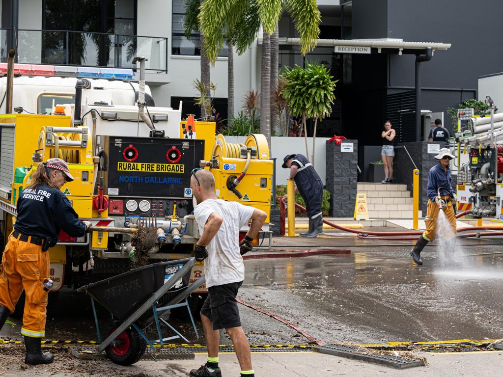 Clean-up continues at The Bay Apartments, Scarness. Photo Paul Beutel