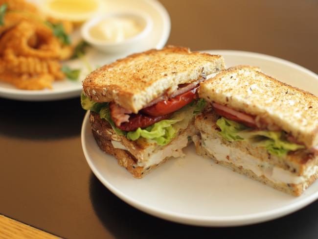 Qantas First Lounge’s signature club sandwich is Neil Perry’s personal favourite dish. Picture: Qantas