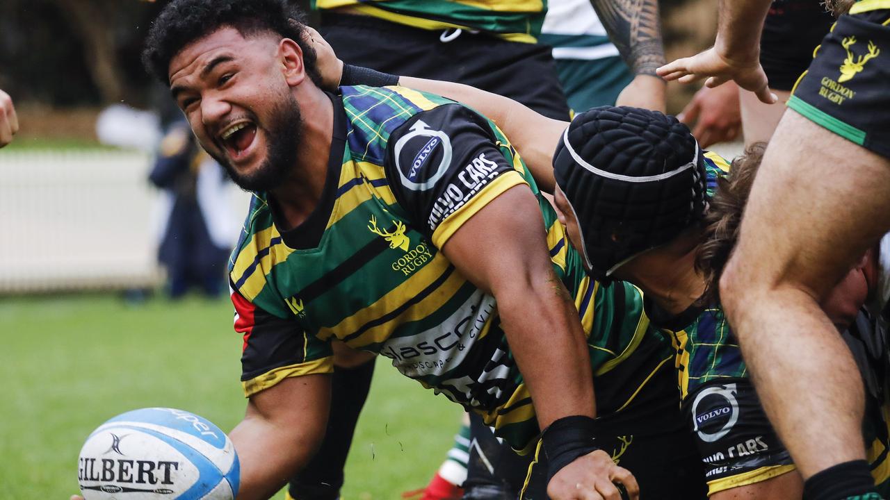 Gordon's Mahe Vailanu scores against Warringah (7Two Match of the Day), Rd 4 Shute Shield 2020 at Chatswood Oval - Saturday 8 August 2020. Picture: Karen Watson