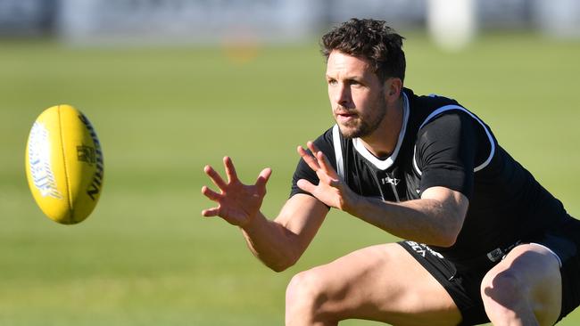 Travis Boak of the Power during a training session at Alberton Oval. Picture: AAP Image/David Mariuz